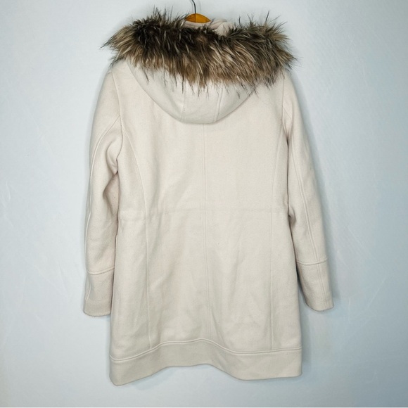 Ever New Melbourne Cream Wool-Blend Faux-Fur-Hood Fran Winter Coat. Size 6. - Picture 3 of 15